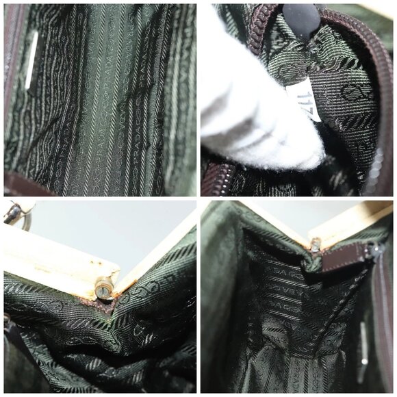 PRADA Hand Bag Canvas Leather Beige Brown Auth bs29303 - Picture 15 of 16